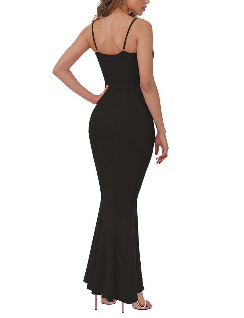 Buauty Womens Summer Dress Bodycon Maxi Dress Sleeveless Casual Long Dresses 2025 Spaghetti Strap Slip Elegant Evening Party Black - Image 2