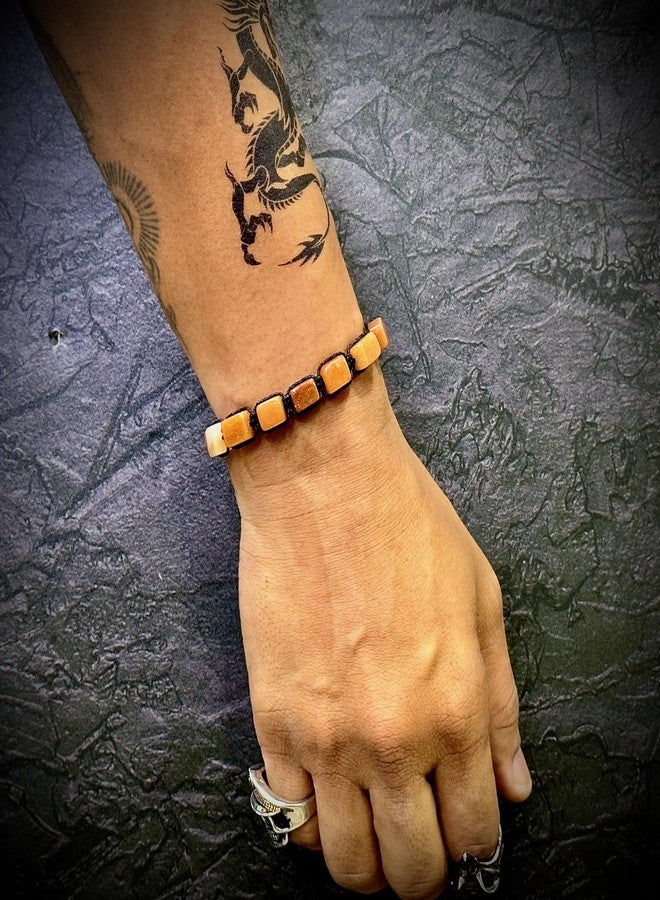 THE MEN THING MOSAIC SQUARE - Beads Bracelet with Natural Stone - Adjustable Bracelet for Men & Boys - Image 4