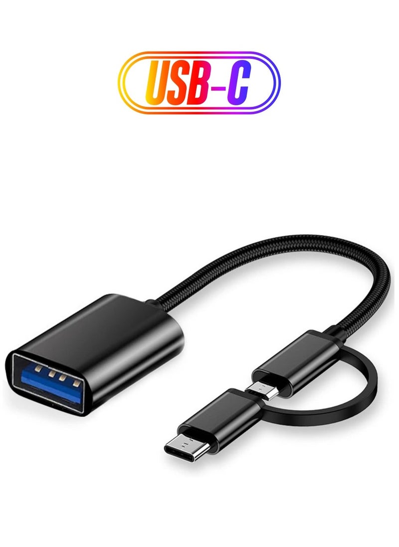 Raxoom 2-in-1 USB C/Micro to USB Adapter, USB C to USB, OTG Adapter Cable, USB C to A Male to Female Adapter, Compatible with MacBook 2019 2018 2017 - Image 1