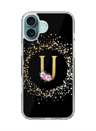 Custom Monogram Floral - U ( Black )