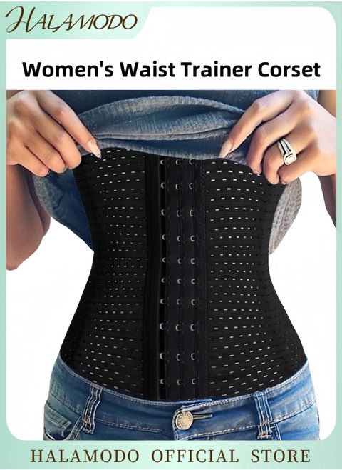 Women's Waist Trainer Corset for Everyday Wear Steel Boned Tummy Control Body Shaper with Adjustable Hooks for Weight Loss