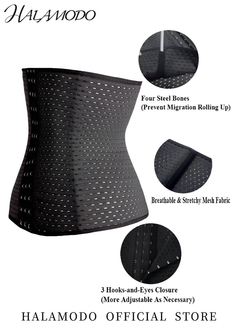 HALAMODO - Women's Waist Trainer Corset for Everyday Wear Steel Boned Tummy Control Body Shaper with Adjustable Hooks for Weight Loss - Image 1