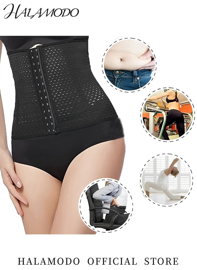 HALAMODO - Women's Waist Trainer Corset for Everyday Wear Steel Boned Tummy Control Body Shaper with Adjustable Hooks for Weight Loss - Image 1