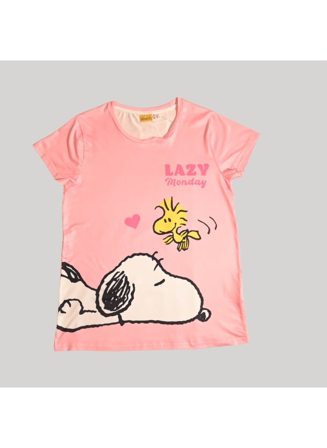 Peanuts PEANUT WOMENS SHORT SLEEVE PAJAMA SETS , SILKY POLYESTER  - Image 2