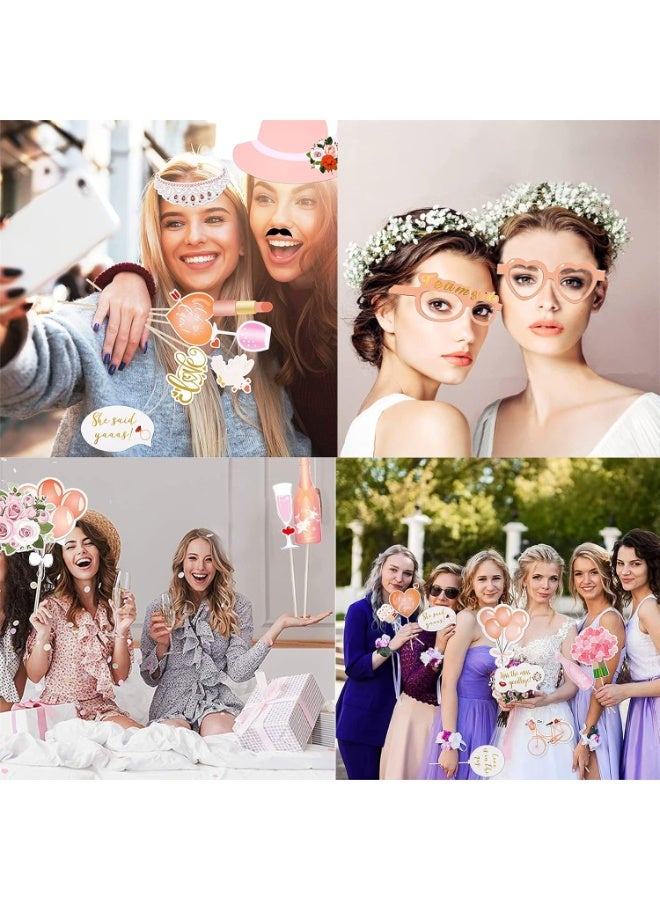 Wedding Bridal Shower Photo Booth Props, 23 Pieces Rose Gold Bachelorette Party Decorations Photo Booth for Bridal Shower Bride to Be Girls Night Out Hen Party Gift Accessories Wedding Favor Supplies - Image 5