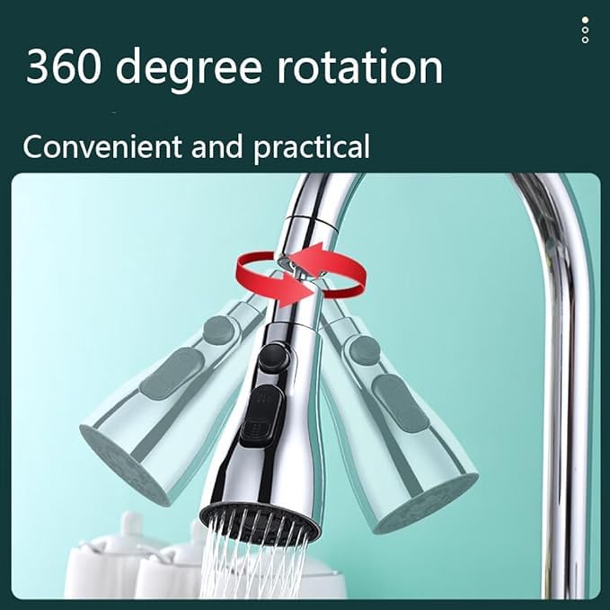 Whixant Faucet Spray Head 360 Swivel Spout Kitchen Sink Tap Spray Head Kitchen Tap Pull Out Spray Shower with 3 Water Outlet Modes Head for Kitchen Sink Silver - Image 4