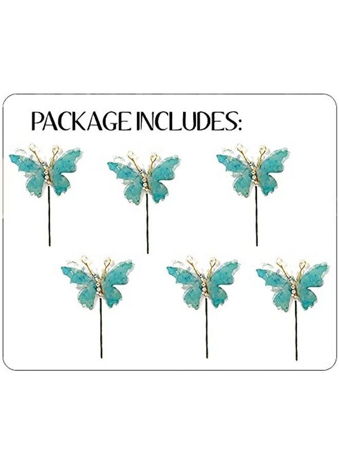 Hair Flare - Women Artificial Butterfly Design with Stone Flower Hair Accessories And HairPin Sky Blue 2232 - Image 1