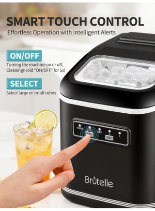 Ice Maker Countertop Portable Ice Machine with Carry Handle 6 Mins Fast Ice Making Self-Clean 2 Size Ice Cubes 9 Pcs Cycle 12KG in 24Hrs 1.3L Tank for Home Party RV Camping Black - view 4