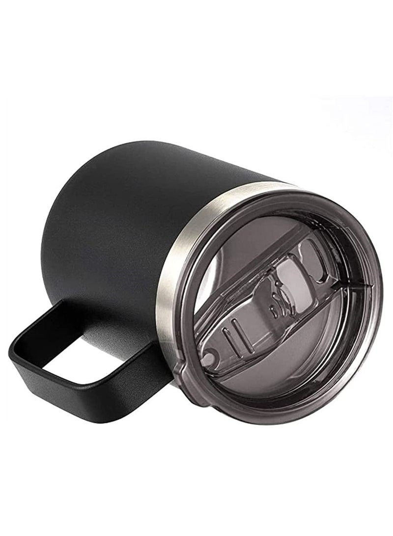 SYOSI 12oz Black Stainless Steel Insulated Coffee Mug with Handle Double Wall Vacuum Travel Mug Tumbler Cup with Sliding Lid for Hot and Cold Drinks Tea  - Image 3
