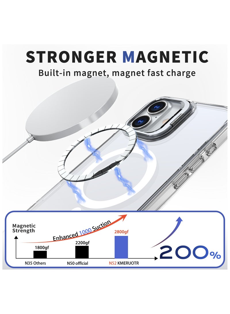 CoomBe Case Magsafe Slim Cover with 4 Corners, Built-in Protective Cushion Anti-yellow Anti-collison Transparent Magnetic Cover for Apple iPhone 16 with Stand Clear - Image 3