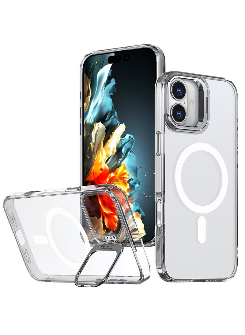 CoomBe Case Magsafe Slim Cover with 4 Corners, Built-in Protective Cushion Anti-yellow Anti-collison Transparent Magnetic Cover for Apple iPhone 16 with Stand Clear - Image 1