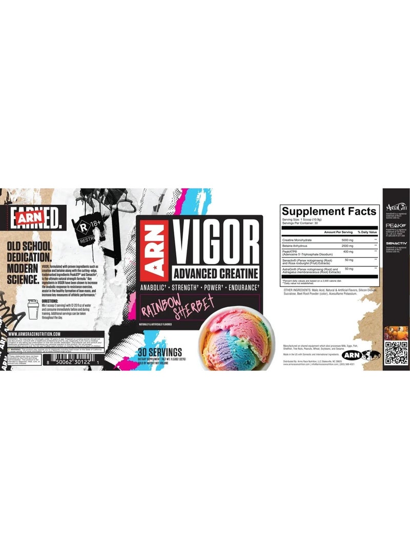 ARN Vigor Advance Creatine 30 Servings - Rainbow Sherbet 327g - Image 2