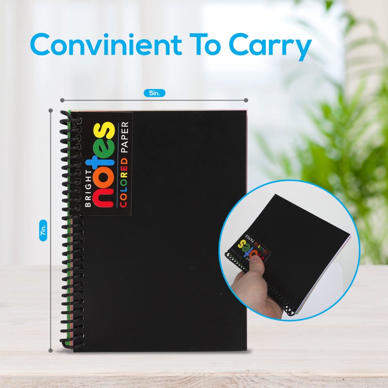 Manaloom Spiral Notebook, 5x7 Inch Notebooks - Wirebound College Ruled Note Books, Bright Neon Colored Lined Paper, Perforated Notepad Memo Books - Durable Poly Cover, Journaling Notebook - 100 Sheets - 3 Pack - Image 2