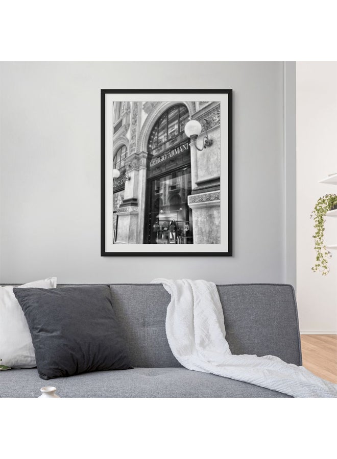 Art Decor Framed Fine Art Portrait Print of Giorgio Armani Boutique Black and White Fashion Photography Luxury Storefront Monochrome Wall Décor for Living Room Bedroom Office - Image 3