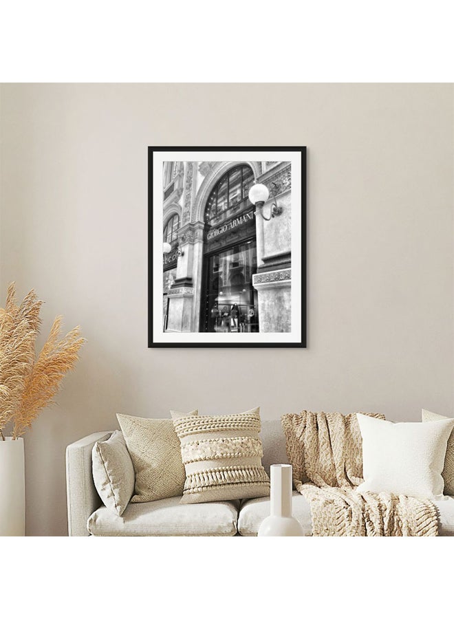 Art Decor Framed Fine Art Portrait Print of Giorgio Armani Boutique Black and White Fashion Photography Luxury Storefront Monochrome Wall Décor for Living Room Bedroom Office - Image 2