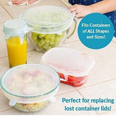 Microwave Safe Silicone Stretch Lids reuseable Flexible Covers for Rectangle, Round, Square Bowls, Dishes, Plates, Cans, Jars, Glassware and Mugs Silicone Lid Set of 6 - Image 3