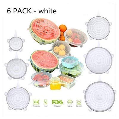 Microwave Safe Silicone Stretch Lids reuseable Flexible Covers for Rectangle, Round, Square Bowls, Dishes, Plates, Cans, Jars, Glassware and Mugs Silicone Lid Set of 6 - Image 4