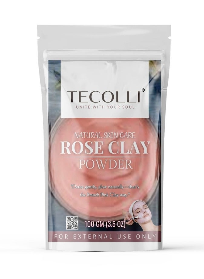 TECOLLI ® Rose Clay Powder | (100 gms) | Hydrating & Exfoliating Face Mask | Perfect for Natural DIY Skin Cleansers, Masks & Scrubs.