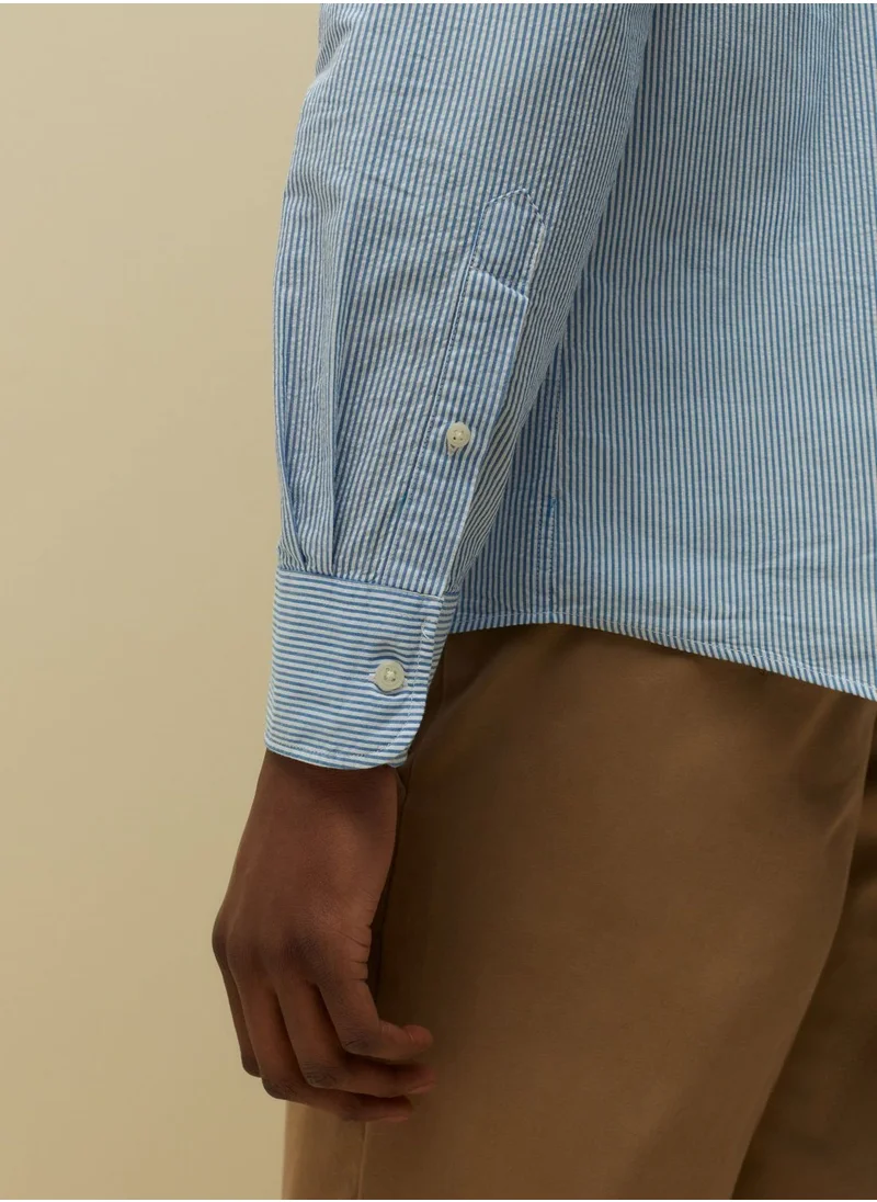 او في اس PIOMBO regular-fit seersucker shirt