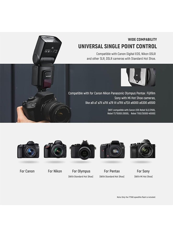 نيوير فلاش Neewer TT560 Speedlite لكاميرات Canon وSony وNikon وPanasonic وOlympus وPentax وغيرها من كاميرات DSLR، فلاش كاميرا رقمية مع حذاء ساخن قياسي  - Image 3