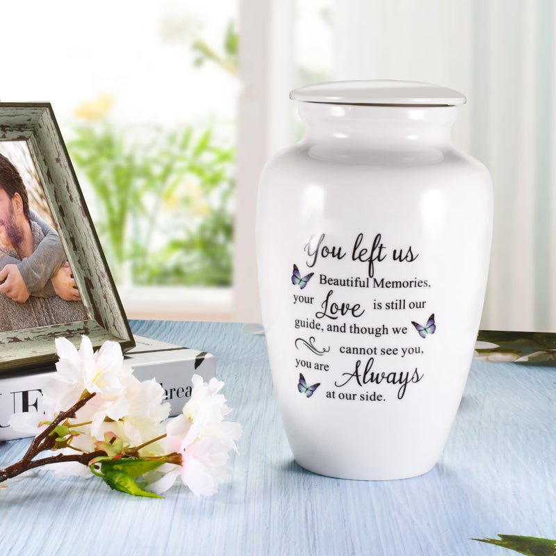 Abooxiu 10 Inches Cremation Urns for Human Ashes Ceramic Keepsake Urn Butterfly Urns for Human Ashes Decorative Urns for Adult Memorial Funeral Ashes Keepsake Up to 200 lbs