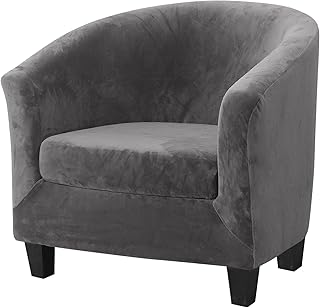 MIFXIN MIFXIN 2 Pieces Velvet Tub Chair Covers with Cushion Cover Stretch Soft Removable Tub Chair Slipcovers Armchair Sofa  - Image 1