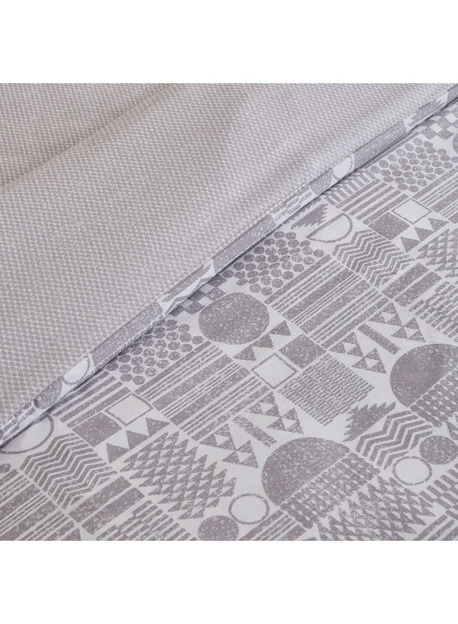 Home Box Geometric Grey Cotton Duvet Cover Set for Adults - Image 3