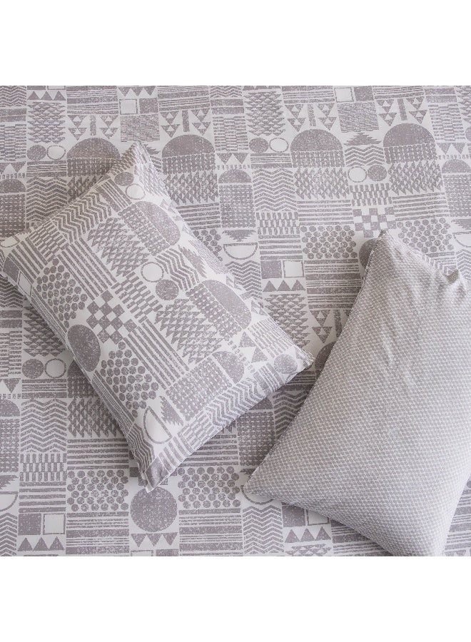 Home Box Geometric Grey Cotton Duvet Cover Set for Adults - Image 5