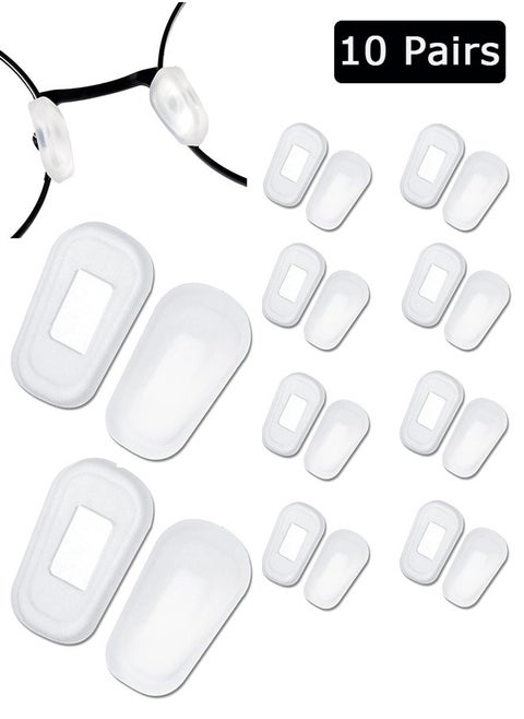 10 Pairs Eyeglass Nose Pads, Anti Slip Slip-On Silicone Nose Pads, Eyewear Protective Covers (White)