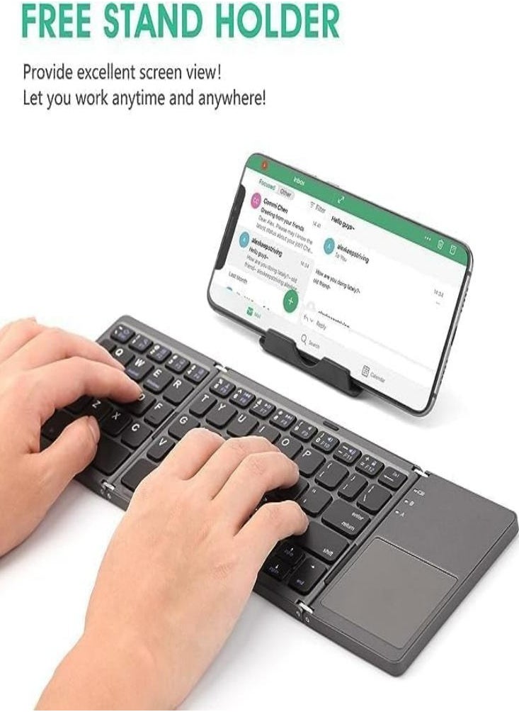 Oasisgalore - Oasisgalore Foldable Wireless Keyboard Mini Bluetooth Keyboard with Touchpad for Phone Laptop PC - Image 1