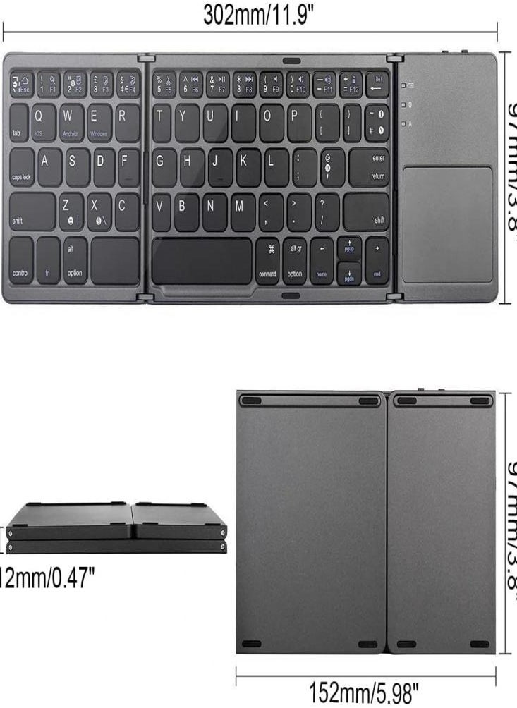 Oasisgalore - Oasisgalore Foldable Wireless Keyboard Mini Bluetooth Keyboard with Touchpad for Phone Laptop PC - Image 1