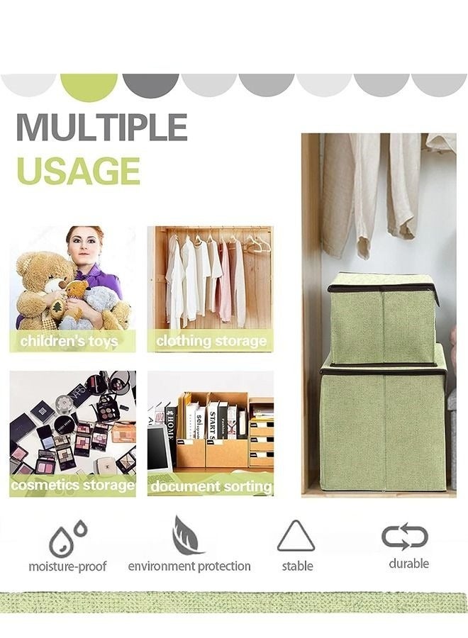 MIXDE 4-Piece Linen Large Collapsible Fabric Stroage Box With Lids Kit,Washable Fabric Storage Bins For Home Office Storage - Image 2