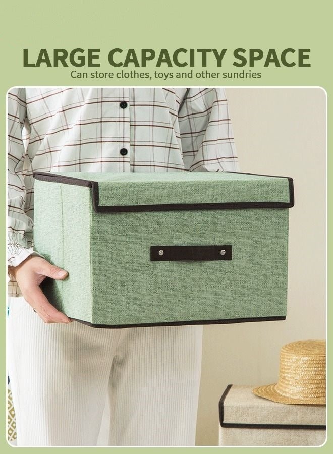 MIXDE 4-Piece Linen Large Collapsible Fabric Stroage Box With Lids Kit,Washable Fabric Storage Bins For Home Office Storage - Image 4