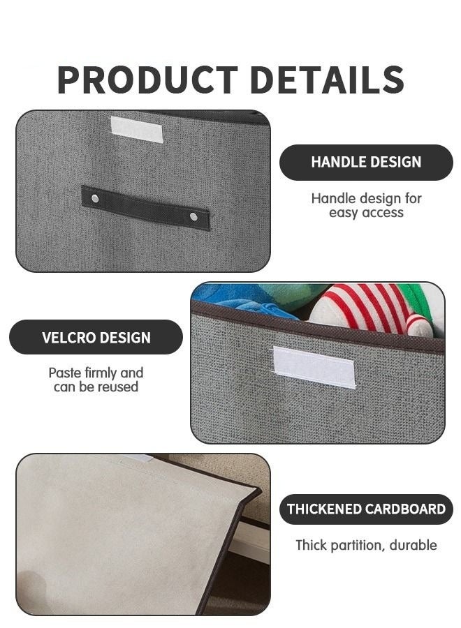 MIXDE 4-Piece Linen Large Collapsible Fabric Stroage Box With Lids Kit,Washable Fabric Storage Bins For Home Office Storage - Image 5