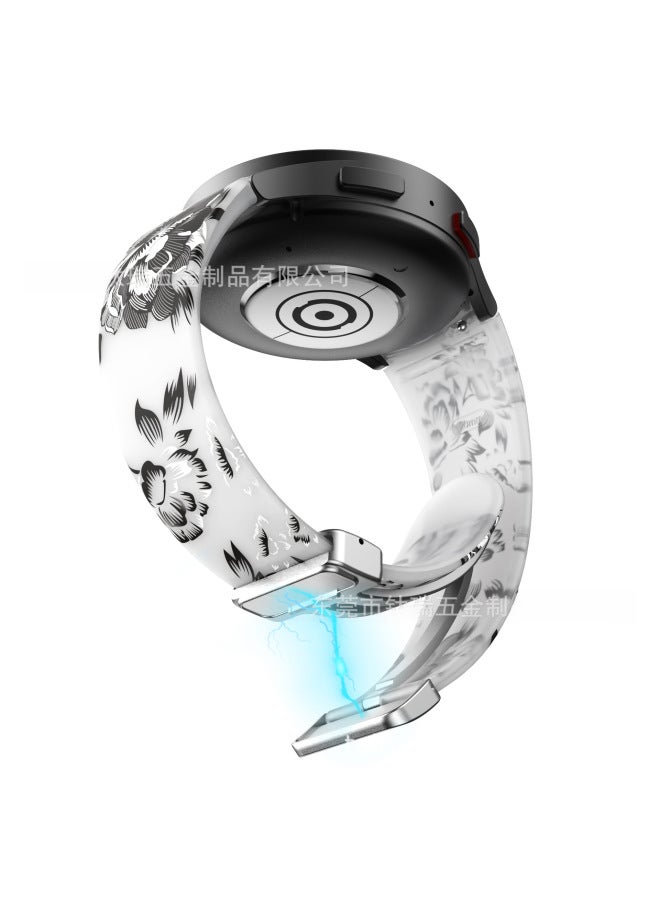 Neutral Suitable For Samsung Watch5 Pro Printed Silicone Strap Watch6/5/4 Magnetic Folding Buckle Smart Watch Strap - Image 3