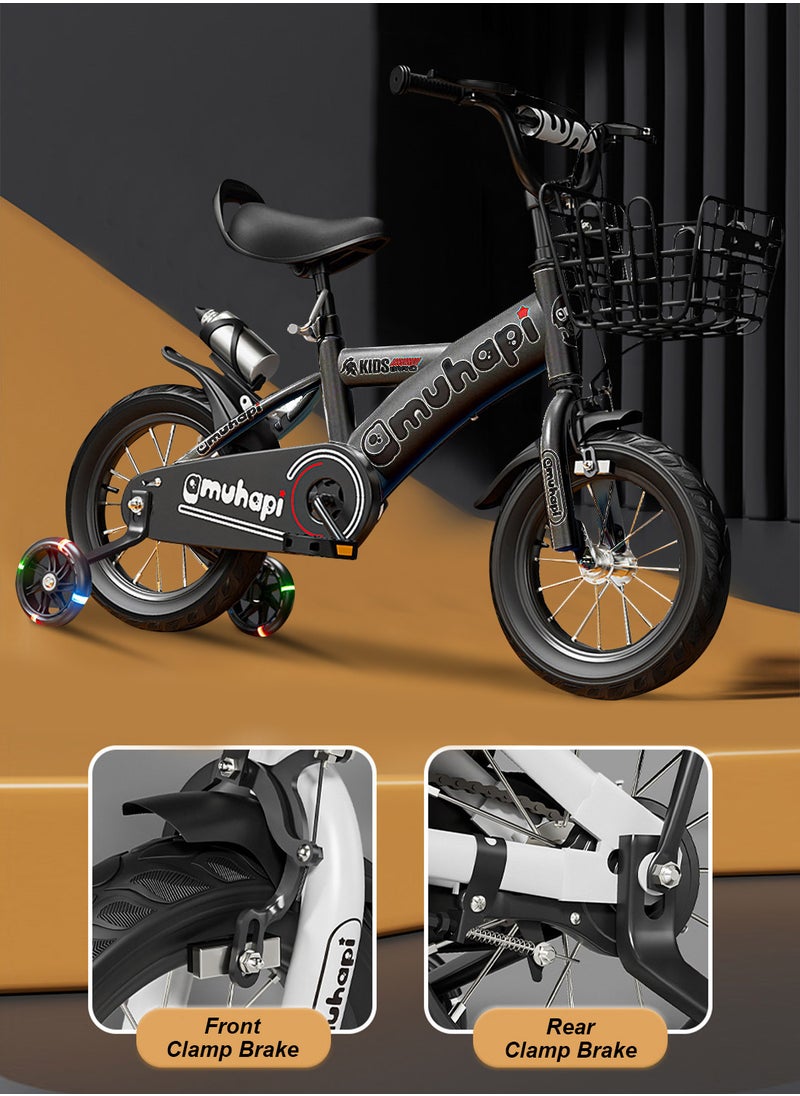 12-20 Inch Kids Bike High Carbon Steel Kids' Bike Children's Bicycle For 2-14 Years Old Girls And Boys With Flashing Training Wheels With Basket Adjustable Seat Water Bottle Can Be Placed at the Tail Sensitive Brakes Safe and Stable