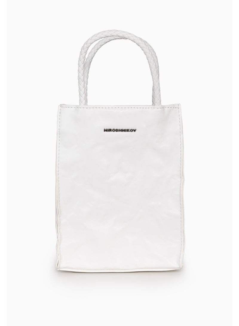 Miroshnikov Women’s Mini Shopper Bag, Textured Matte PU Leather, Small Toile Shoulder Bag with Full Zip Closure, Lightweight Compact Tote, Stylish Daily, Travel & Party Use, White, 1 Piece - Image 1