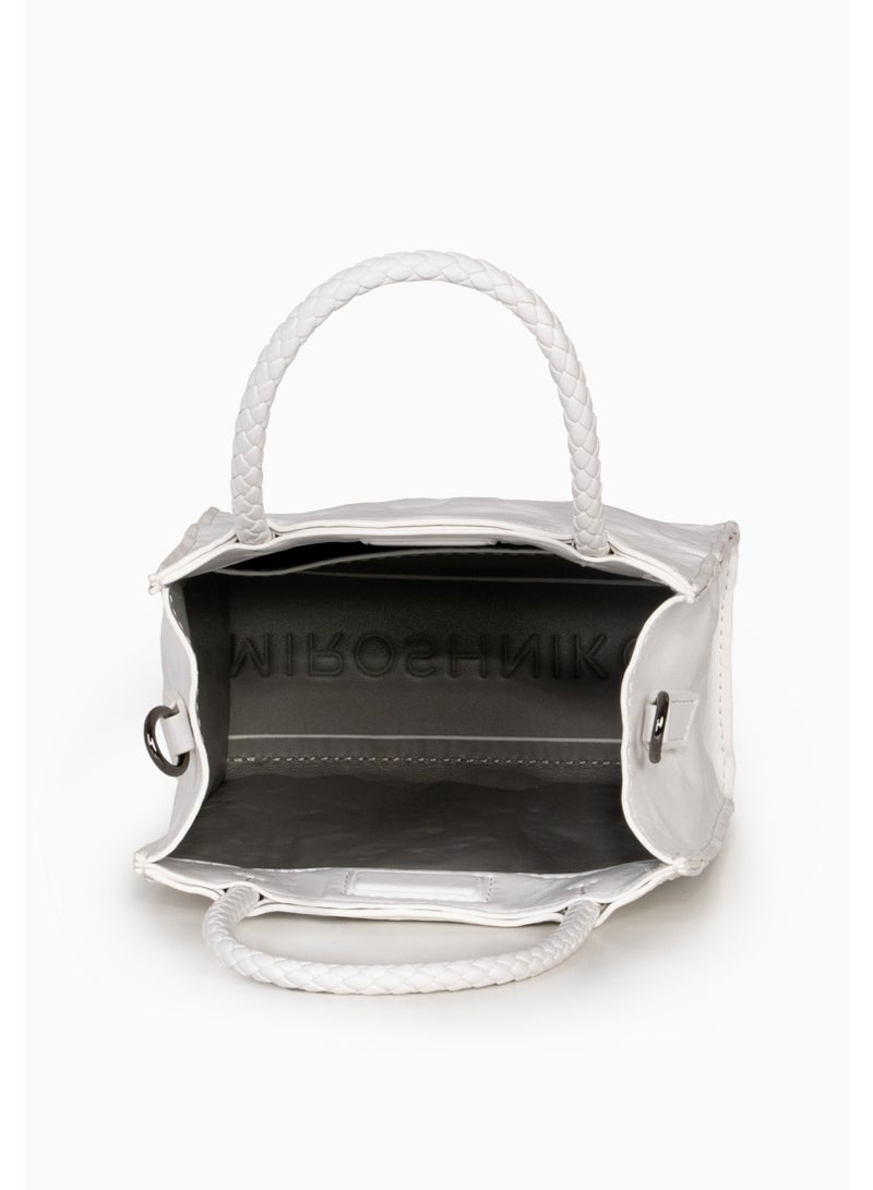 Miroshnikov Women’s Mini Shopper Bag, Textured Matte PU Leather, Small Toile Shoulder Bag with Full Zip Closure, Lightweight Compact Tote, Stylish Daily, Travel & Party Use, White, 1 Piece - Image 2