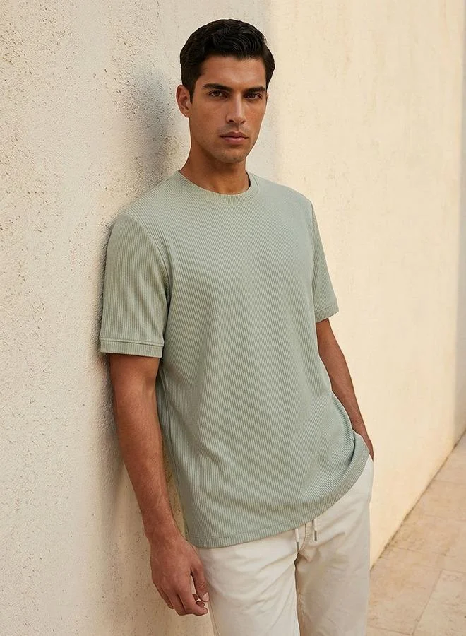 Iconic Iconic Crew Neck Short Sleeves Textured T shirt