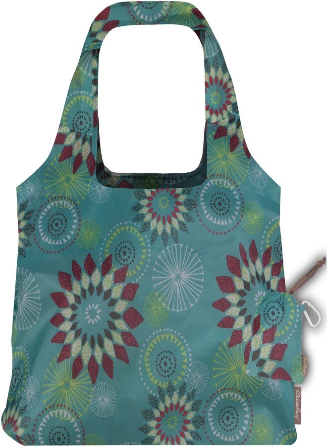 ChicoBag Vita Solstice Collection Reusable Shopping/Tote Grocery Bag, Aqua Dandelion - Image 1