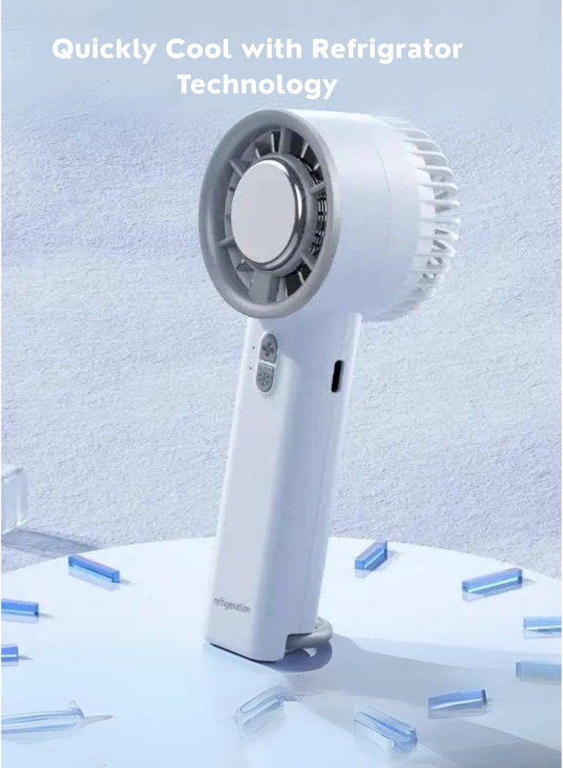 MIKUSO Handheld Iced Semiconductor Refrigeration Fan with Stand – USB Rechargeable, 5 Speed Settings, Portable Desktop & Outdoor Cooling Fan with Long Battery Life - Image 2
