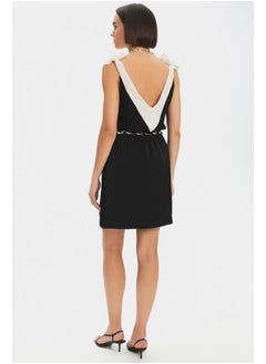 JUNE June Women Color Block Tie Detail Mini Dress Black  - Image 5