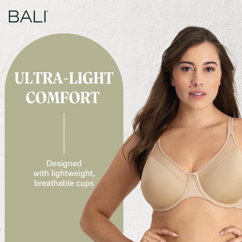 Bali Women's One Smooth U Ultra Light Illusion Neckline Underwire Bra, Nude,36D - Image 3