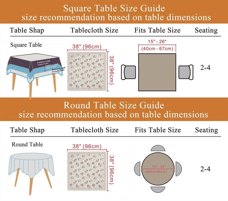 YEESSION Floral Print Polyester Square Tablecloth 38 x 38 Inch Stain Resistant and Waterproof Wine Tablecloth for Kitchen Dining Indoor Outdoor Buffet Tabletop Decoration (Beige) - Image 3