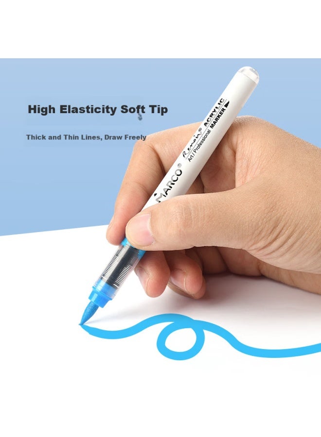 Marco Direct Liquid Acrylic Marker 72 Colors Professional Non-transparent Stackable Watercolor Pen For Girls Children Elementary School Students Birthday Children's Day Gift Pigment Pen Painti - Image 2