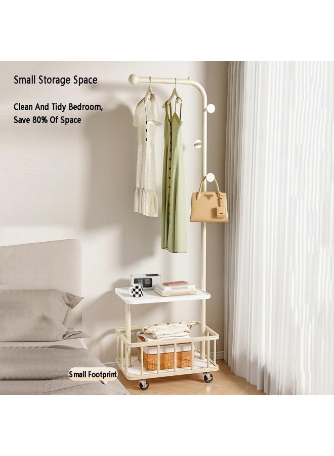 شو وو حامل معاطف زاوية متحرك، حامل معاطف زاوية المدخل، رفوف ملابس مستقلة مع مساحة تخزين، مناسب لغرفة المعيشة أو المنزل أو غرفة النوم - Image 4