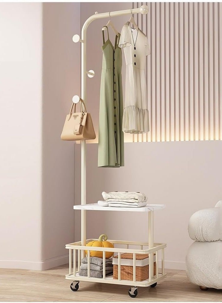 شو وو حامل معاطف زاوية متحرك، حامل معاطف زاوية المدخل، رفوف ملابس مستقلة مع مساحة تخزين، مناسب لغرفة المعيشة أو المنزل أو غرفة النوم - Image 1