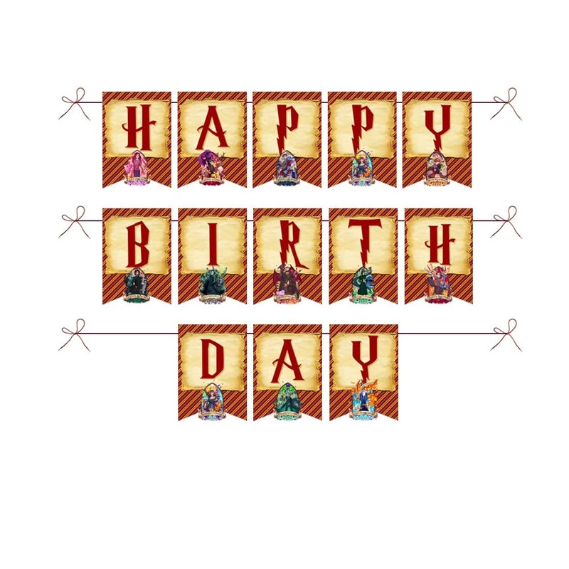 Suruchi Strokes Potter Head Birthday Theme Party Decorations items Happy Birthday Cake Topper Return Gift Tag Eye Mask Frill Hangings Photobooth Props Backdrop Cutout Poster Happy Birthday