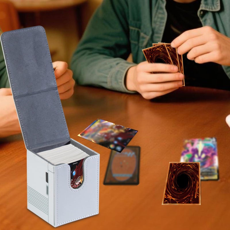 sabermaster Card Deck Box Fits for YGO MTG,100+ Card Storage Box Trading Games PU Leather Storage Premium Deck Case (Game White) - Image 5