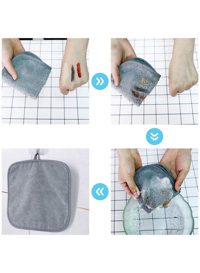 Polyte Premium Hypoallergenic Microfiber Makeup Remover And Facial Cleansing Cloth 8 X 8 In 6 Pack (Gray)  - Image 4